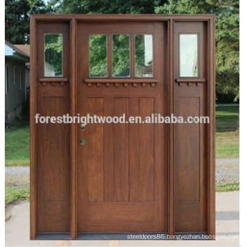 Two Side Lite Solid Wood Door Malaysia Wood Door Design with Glass